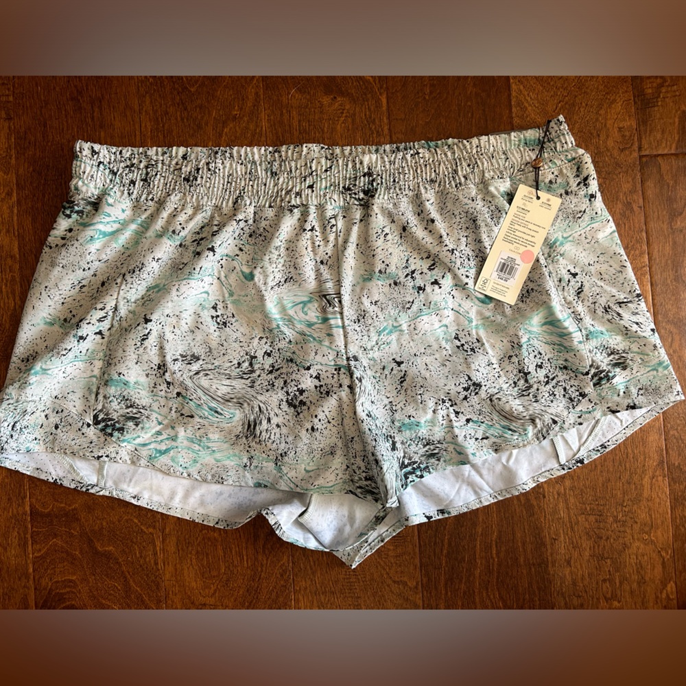 CALIA Women 2XL 3" Mint Green Print Mid-Rise Infinity Run Short Relaxed Fit